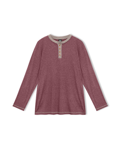Crew Neck Henley Men Shirts Long Sleeve Shirts for Men Casual Color Block Tops
