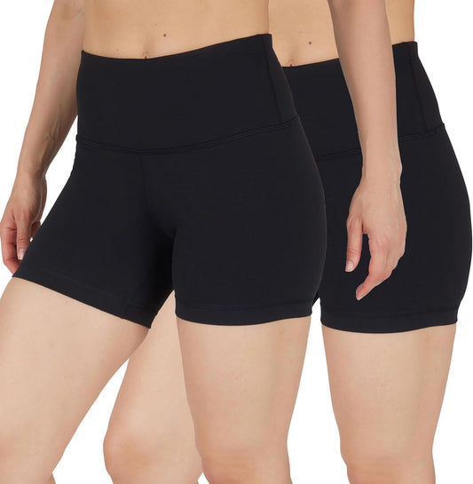 Womens High Waisted Biker Shorts Ribbed Workout Yoga Running Tummy Control Spandex Short